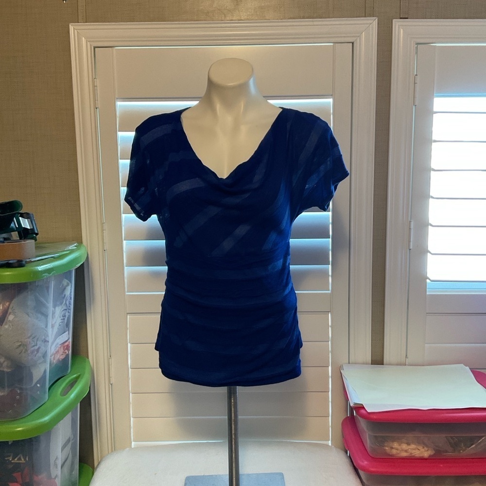Iz Byer Royal Blue Ruched Blouse